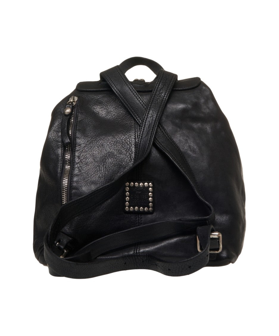 Campomaggi Leather Backpack With Decorative Studded Strap And Buckle