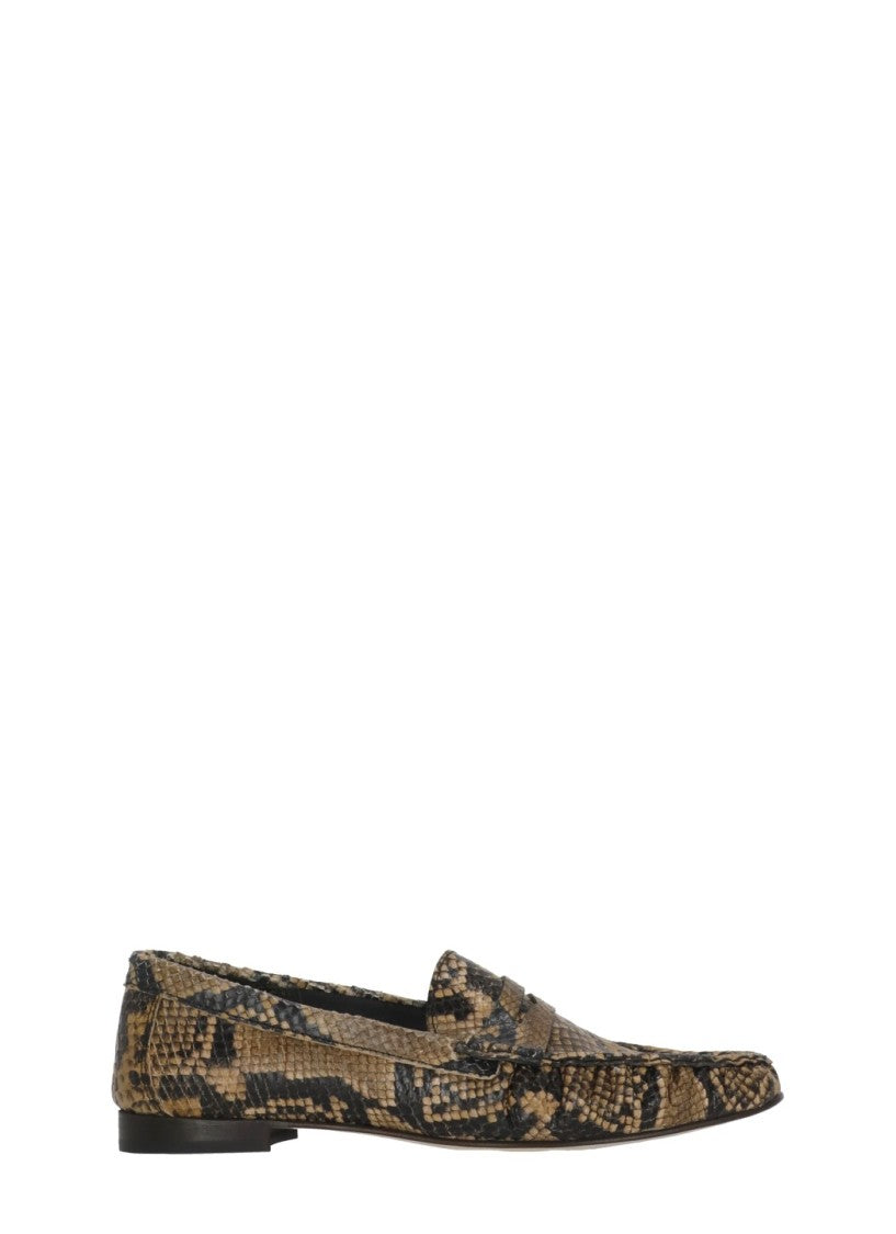 Poeve Brown Woven Mask Leather Loafers