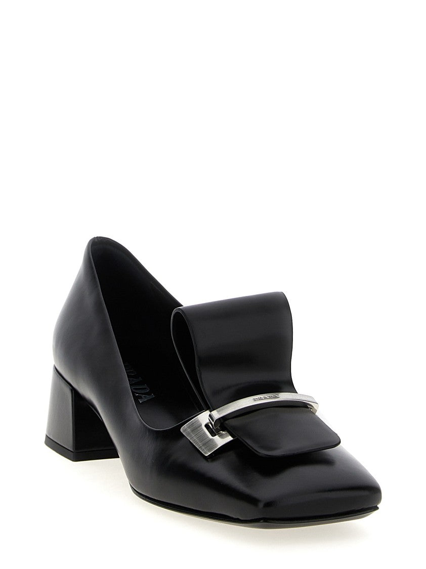 Prada Brushed Leather Pumps With Square Toe