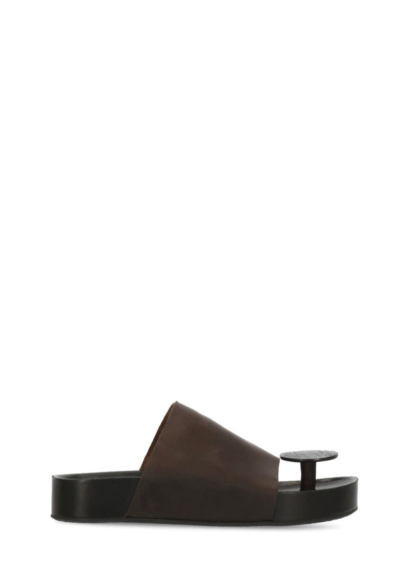 Uma Wang Brown Leather Flipflop Sandals