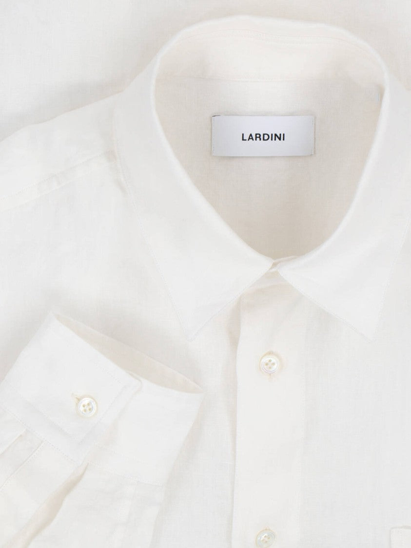 Lardini White Long-Sleeved Front Pocket Shirt