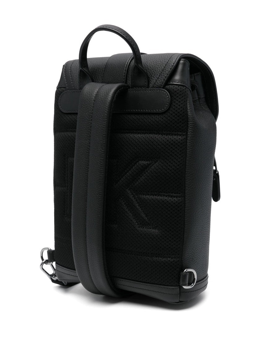 Michael Kors Textured Leather Backpack With Metallic Buckle Closure