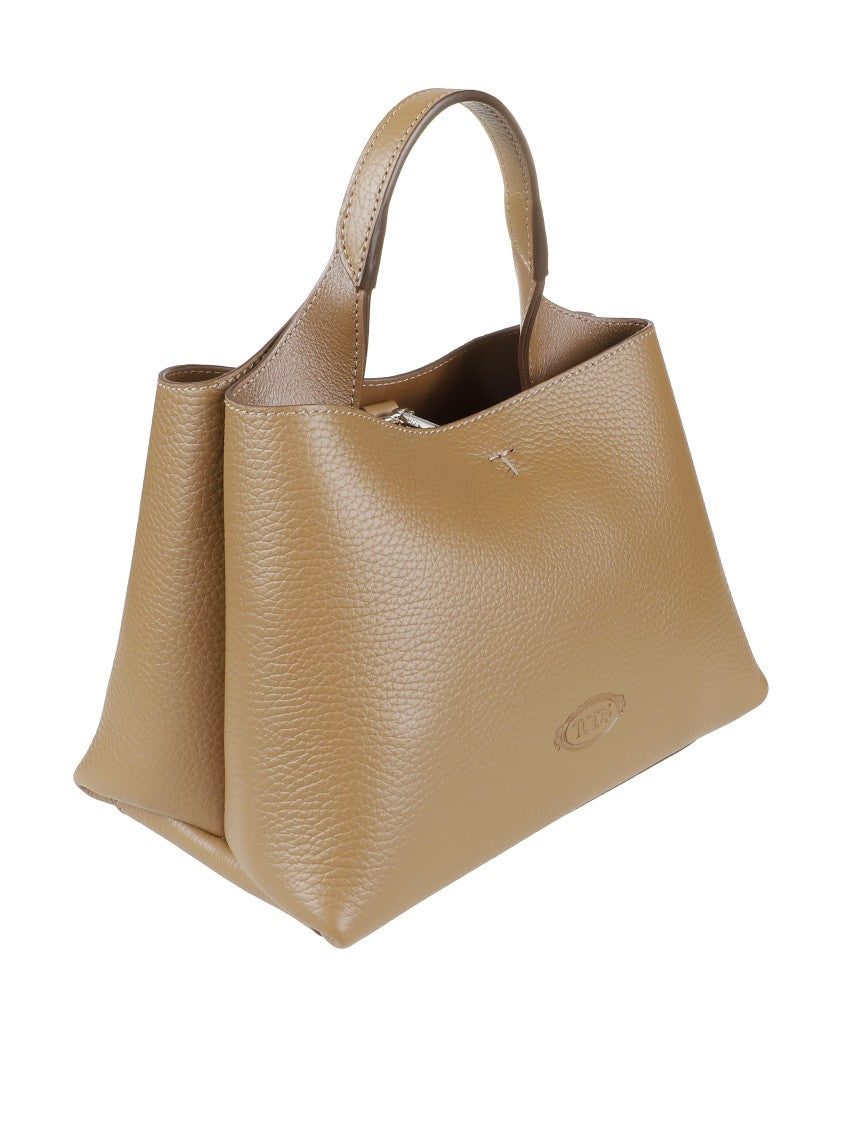 Tod's Structured Pebbled Leather Shoulder Bag With Subtle Logo Detail