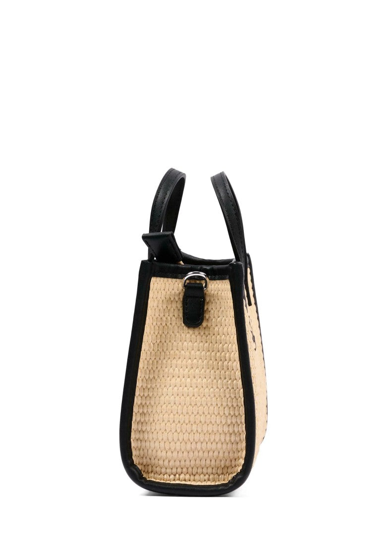 Mc2 Saint Barth Black Straw Vivian Shoulder Bag