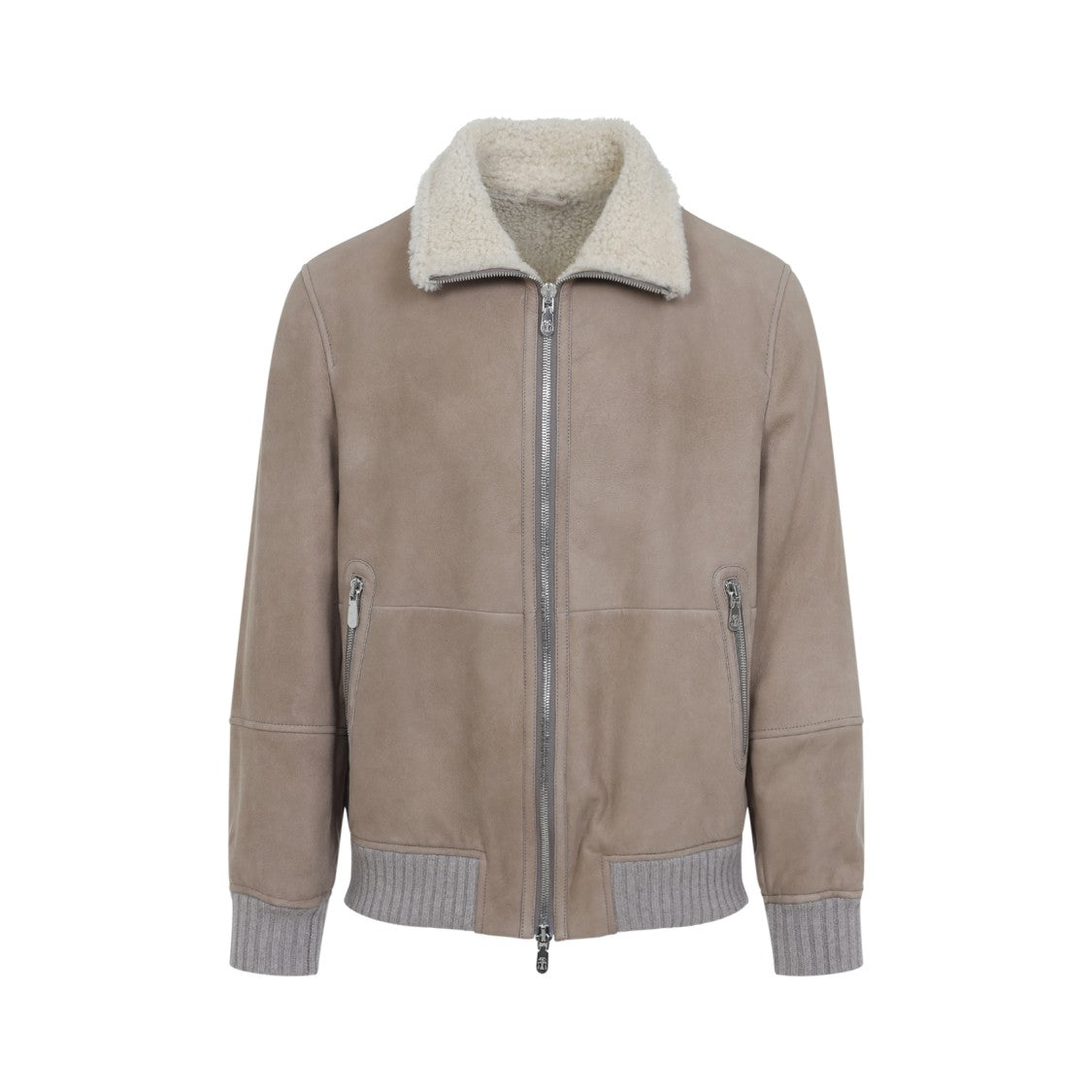Brunello Cucinelli Shearling Collar Light Brown Sheepskin Jacket