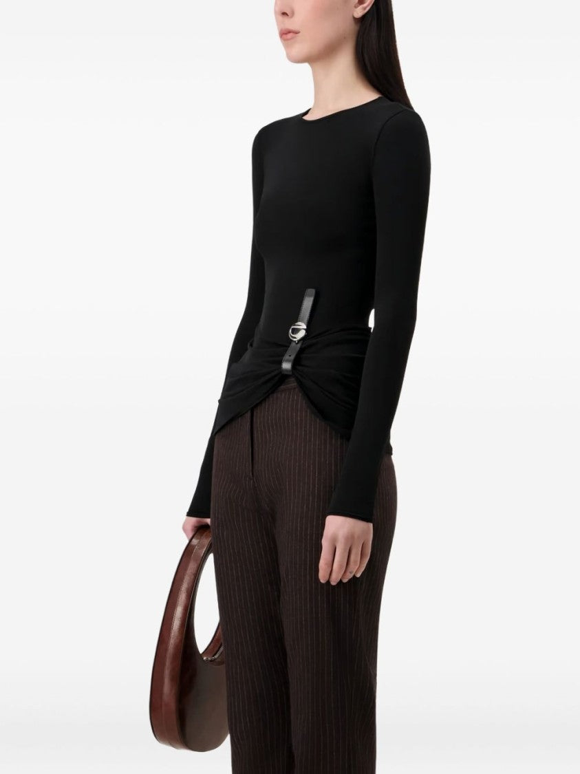 Coperni Black Gathered Buckle Detail Long-Sleeve Top