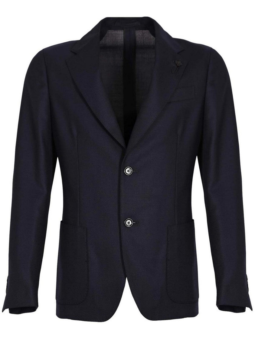 Lardini Black Roma Tailored Wool Blazer