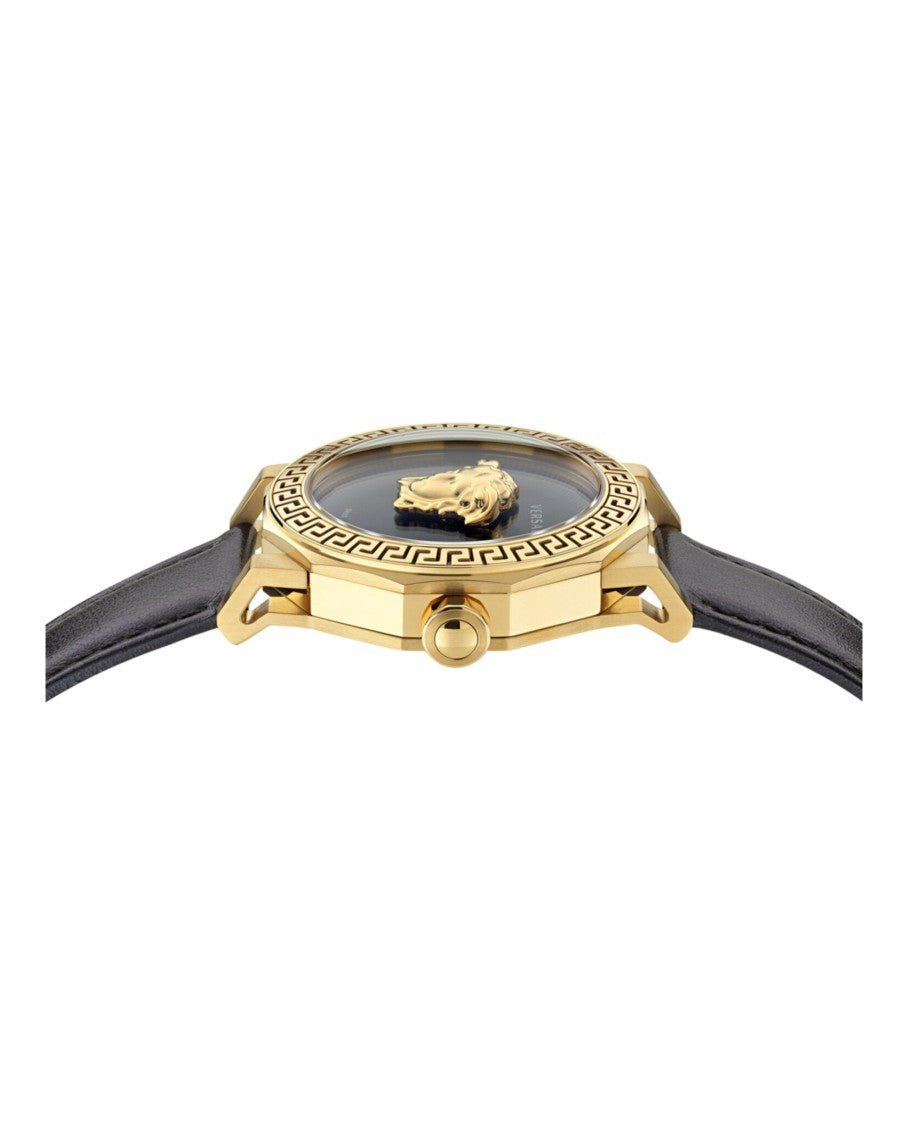 Versace Medusa Deco Leather Watch With Octagonal Case And Guilloche Dial