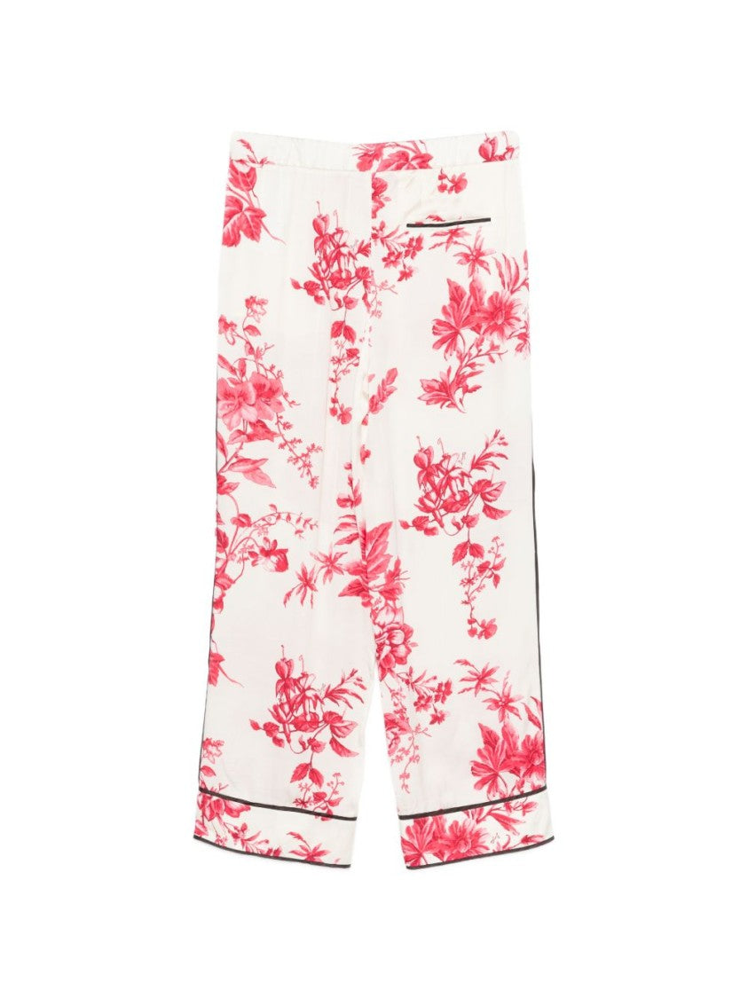 Liu Jo White Red Floral Cropped Pants