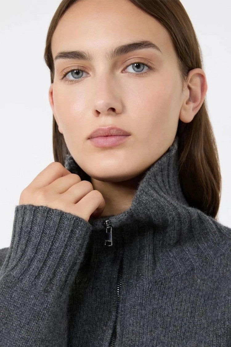 Max Mara Charcoal Mxmcrasso Half-Zip Cashmere Sweater