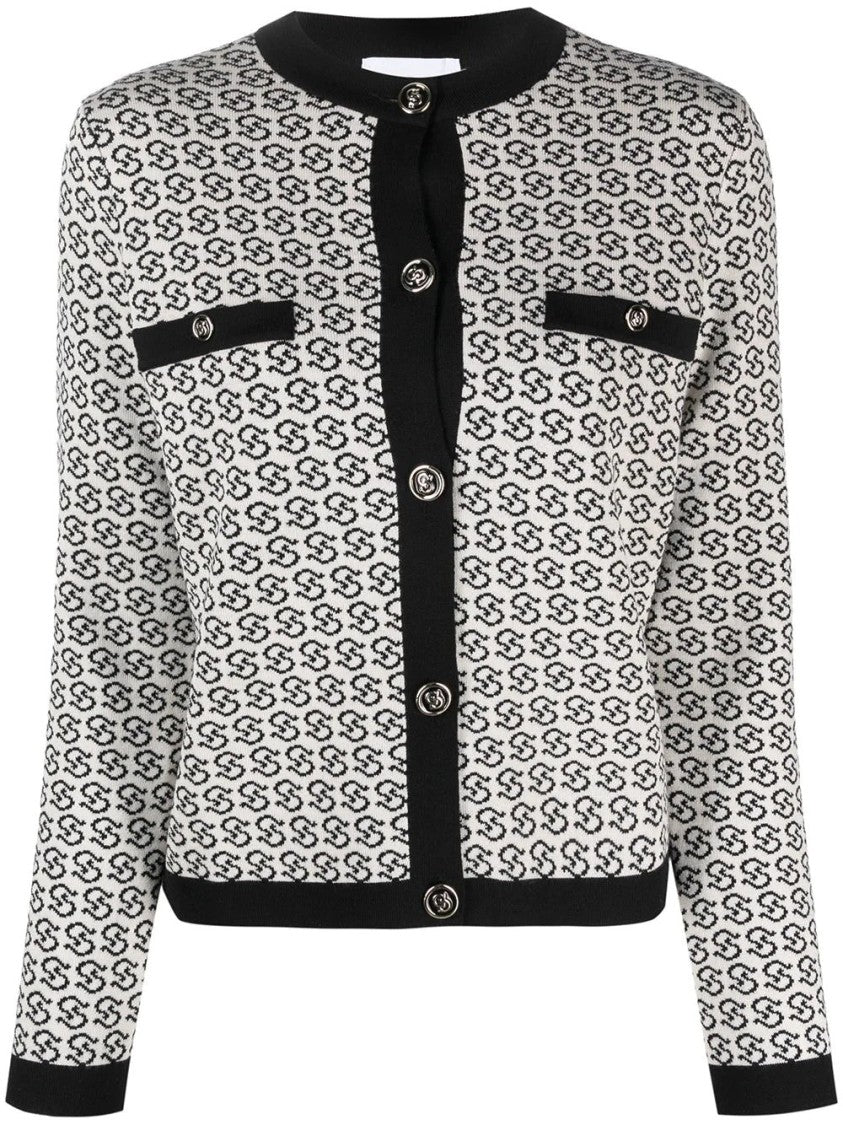 Salvatore Ferragamo Fitted Wool Jacket With Monochrome Motifs And Decorative Buttons
