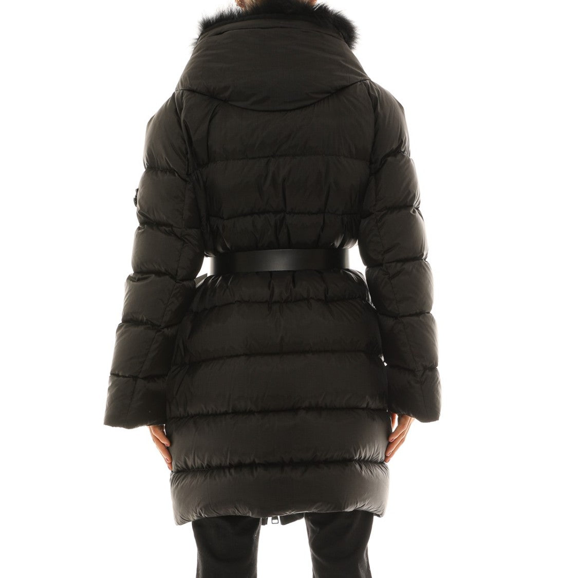 Ermanno Scervino Long Down Jacket With Hood In Black Nylon