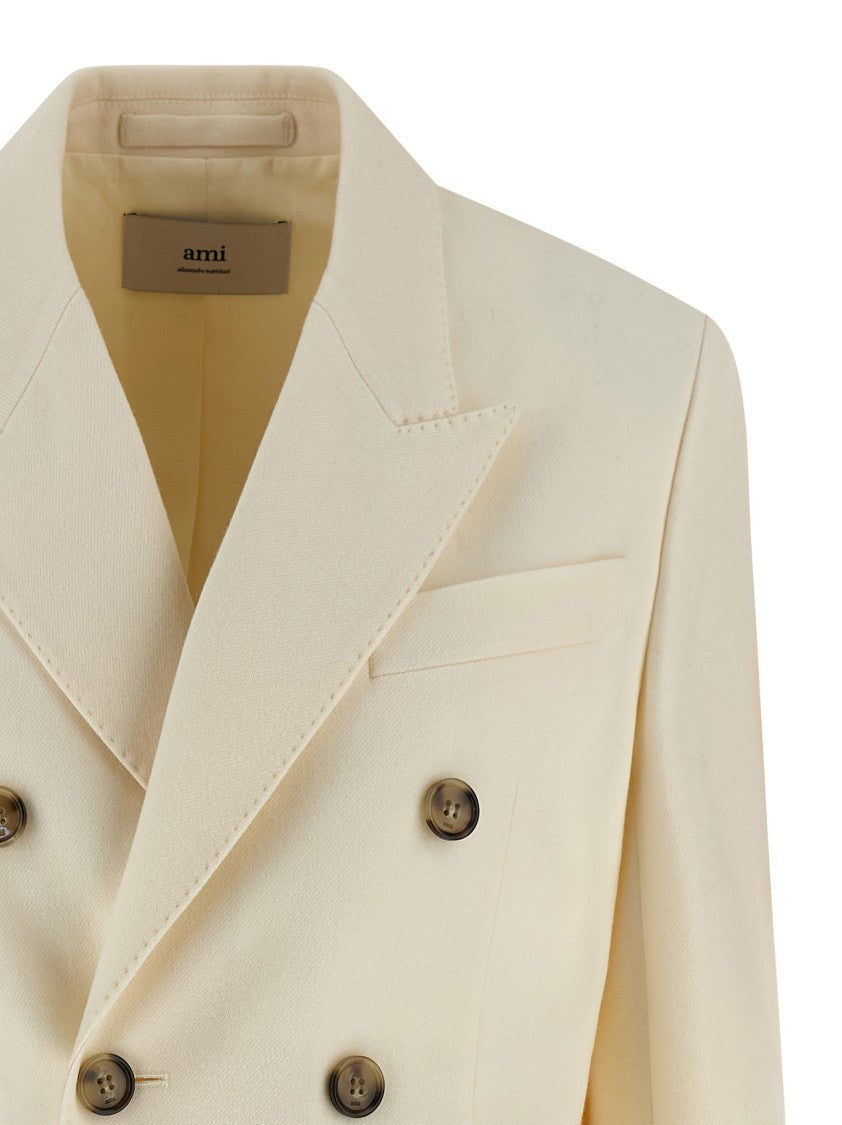 Ami Paris Double-Breasted Wool Blazer With Peak Lapels And Flap Pockets