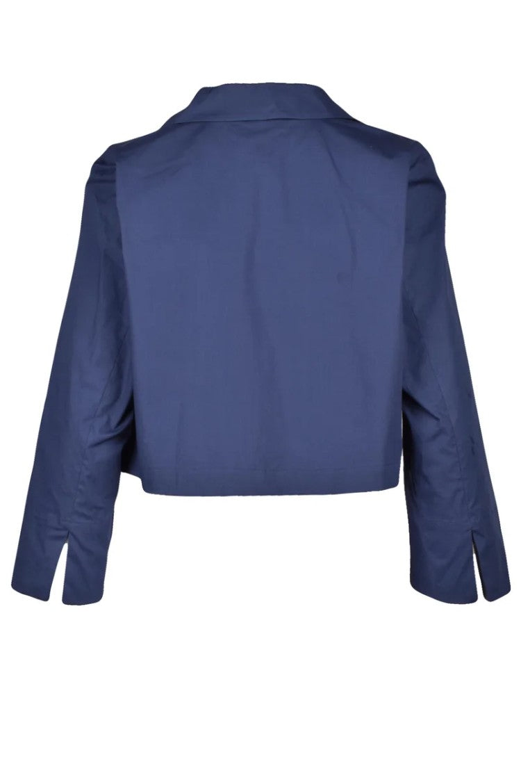 Marella Blue Cotton Elastane Short Women Jacket