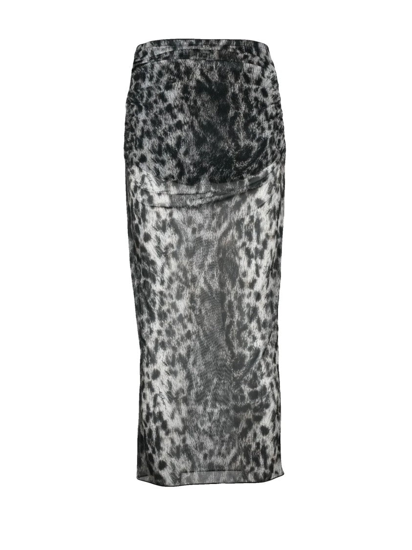 Aniye By Brushed Midi Skirt With Elastic Waistband In Vibrant Multicolor Animal Print