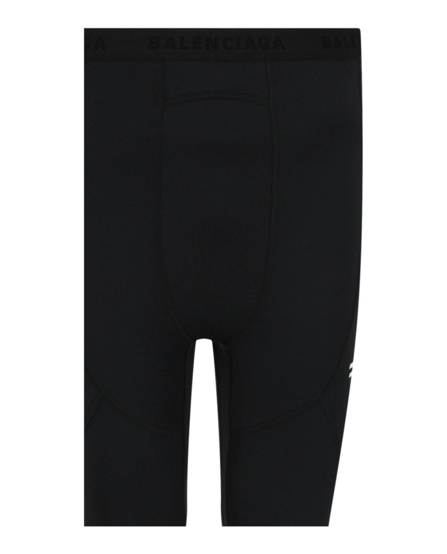 Balenciaga Logo Print Mid-Rise Athletic Leggings With Fitted Silhouette