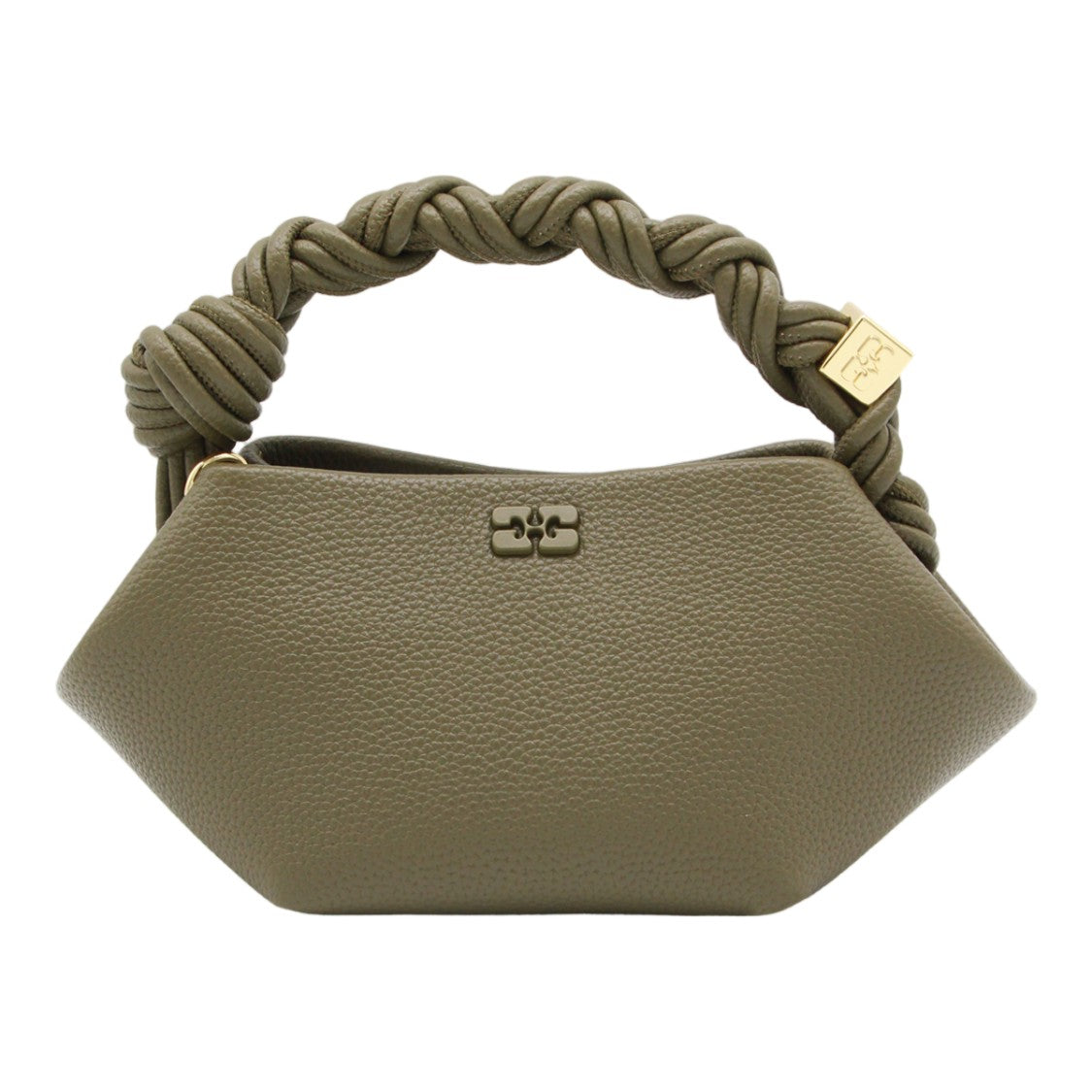 Ganni Geometric Handbag With Twisted Handle And Gold-Tone Accents