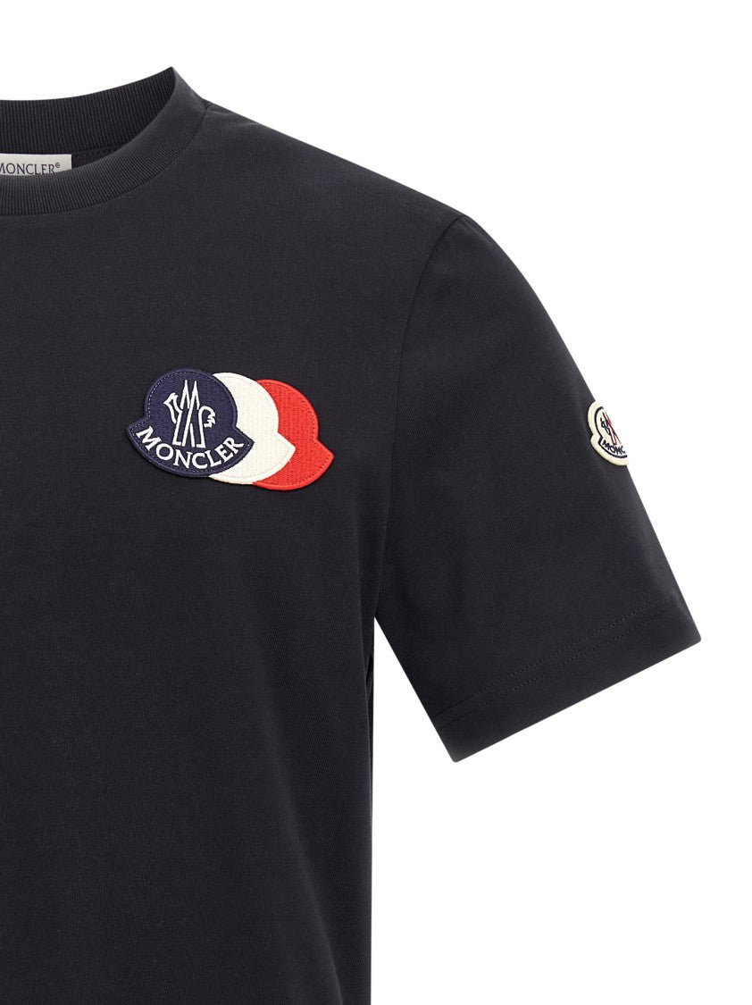 Moncler Tricolor Logo Patch T-Shirt In Soft Cotton Jersey