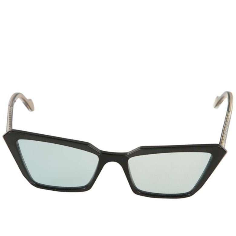 Kador Butterfly Glamour-S Angular Black Sunglasses With Textured Gold-Tone Temples