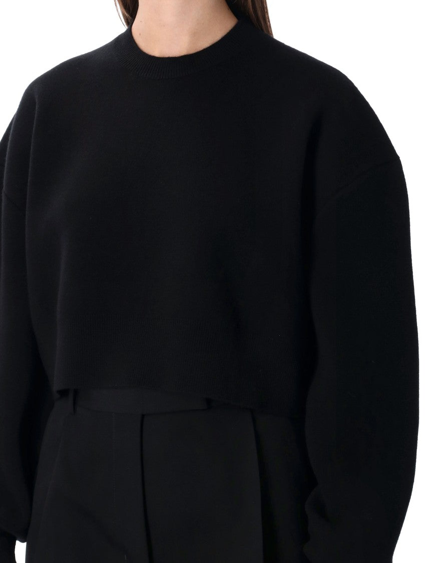 Tom Ford Cropped Black Wool And Cashmere Sweater With Boxy Silhouette