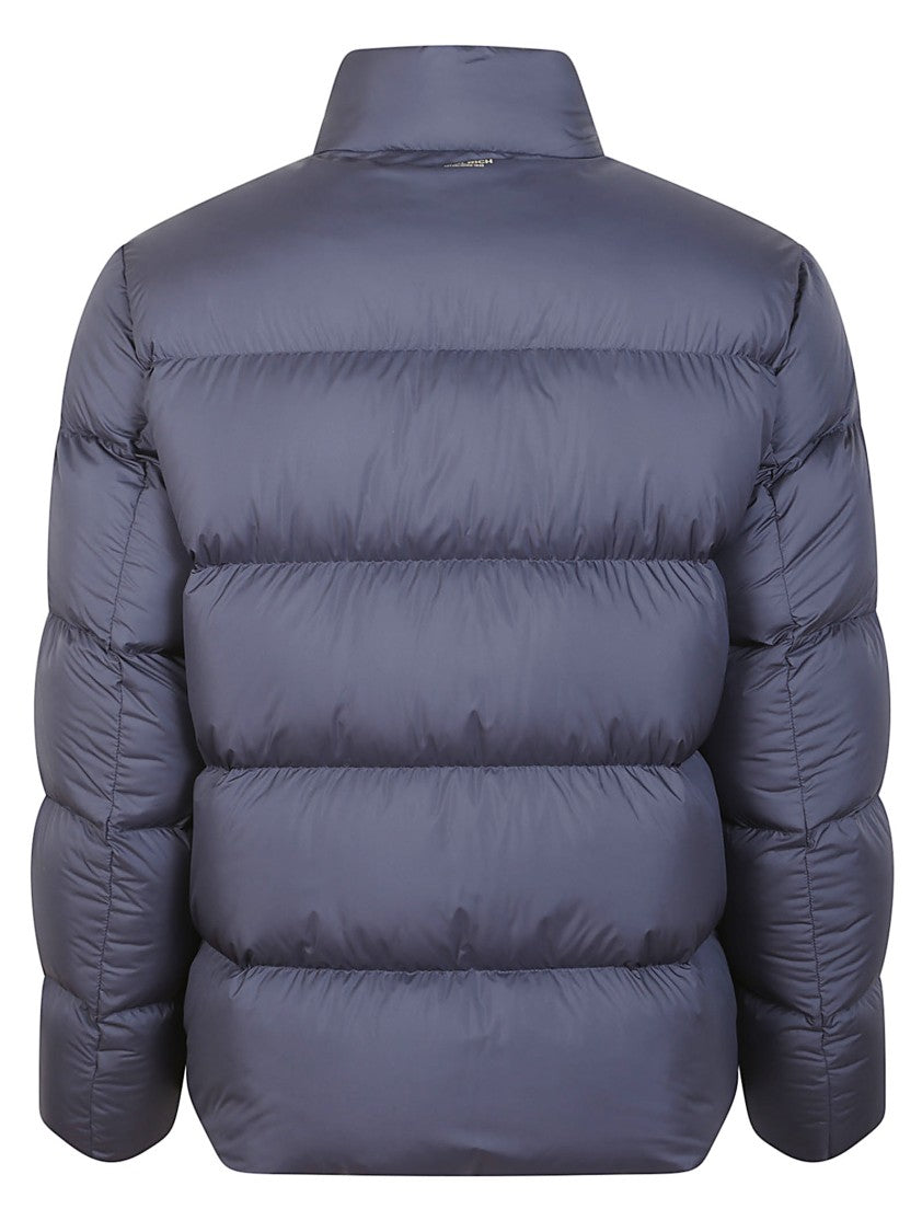 Woolrich Melton Blue Nylon Down Parka With Flap Pockets And Drawstring Hem