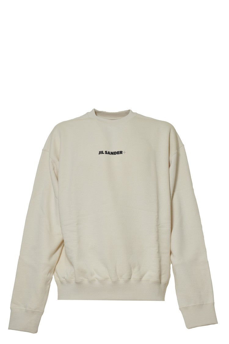 Jil Sander Crew Neck Organic Cotton Sweatshirt With Contrast Logo