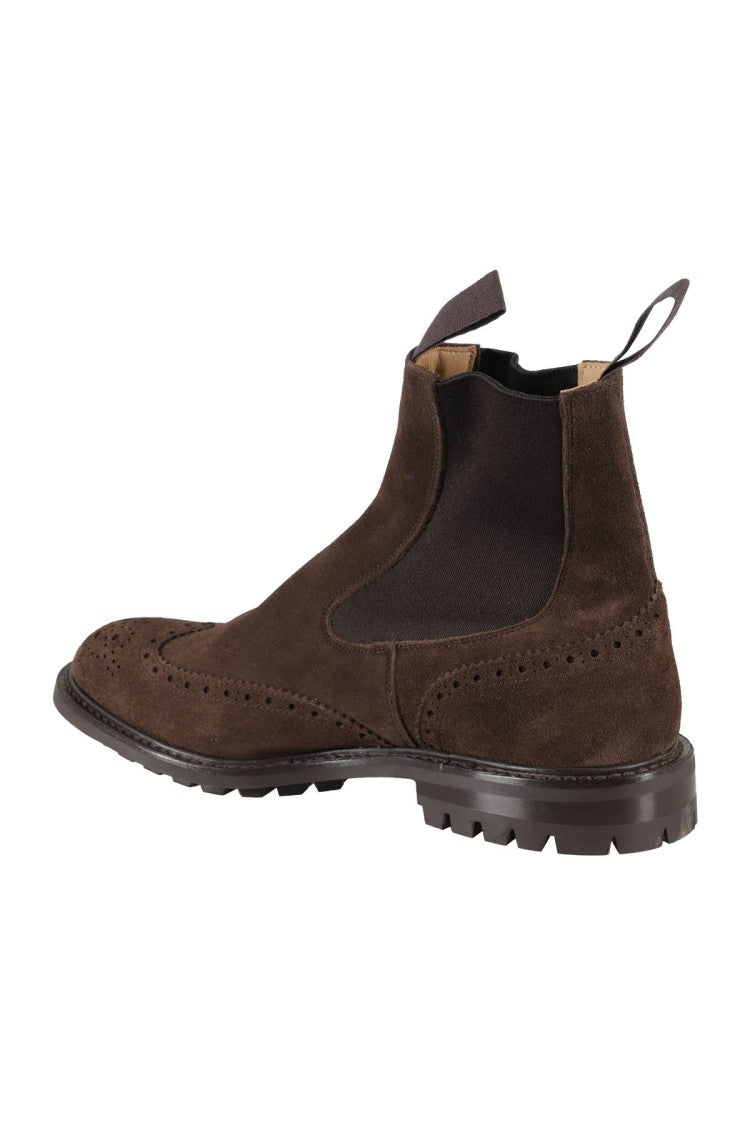 Tricker's Brown Suede Ankle Boot With Elastic Side Panels