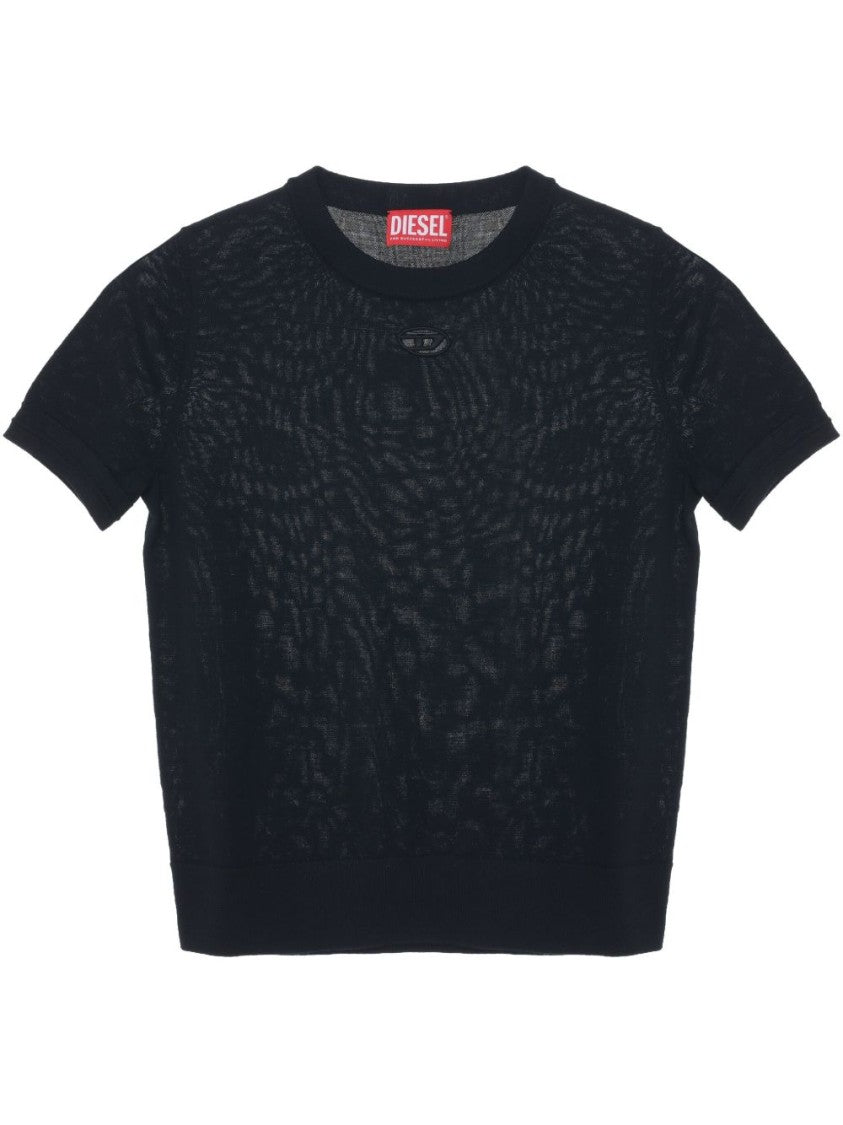 Diesel Black Embroidered Logo Short Sleeve Top