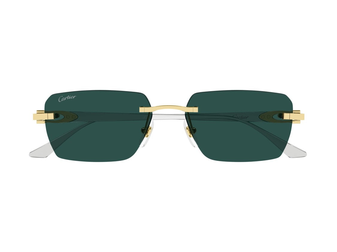 Cartier Dark Green Rimless Titanium Sunglasses