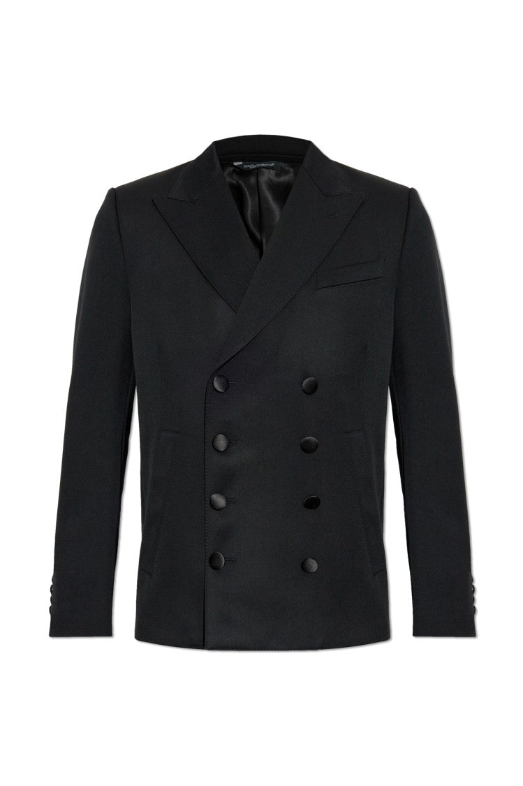 Dolce & Gabbana Double-Breasted Black Wool Blazer