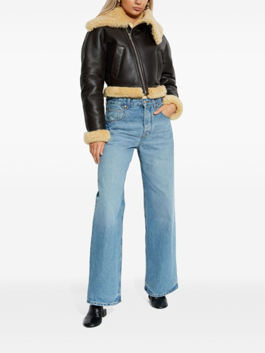 Jacquemus Cropped Brown Leather Jacket