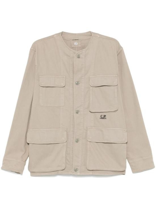 C.P. Company Relaxed-Fit Long-Sleeve Shirt With Flap Pockets And Collarless Design