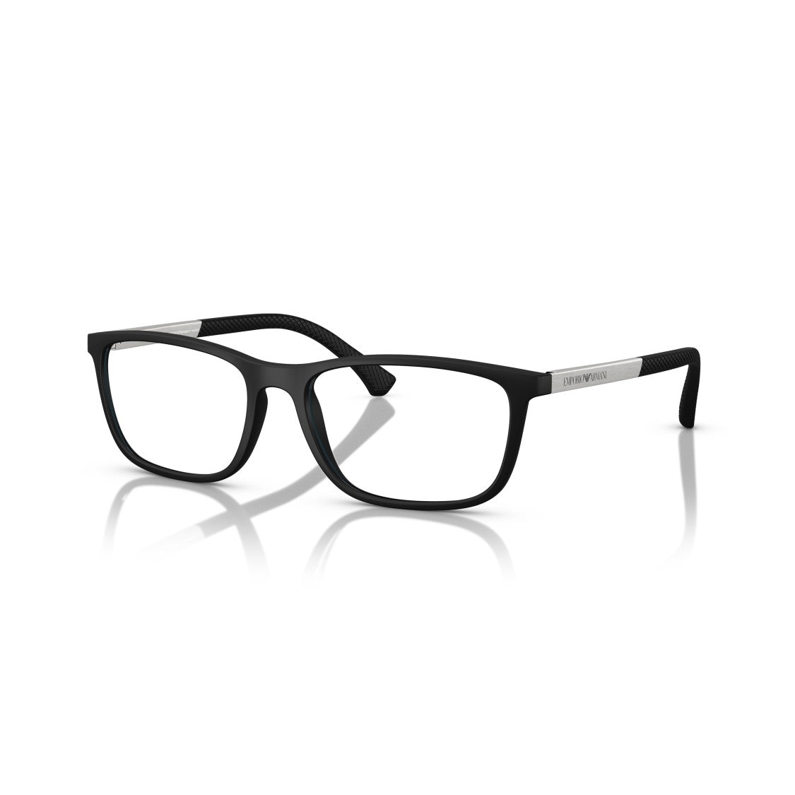 Emporio Armani 0Ea3069 Rectangular Matte Black Eyeglasses With Textured Temple Tips