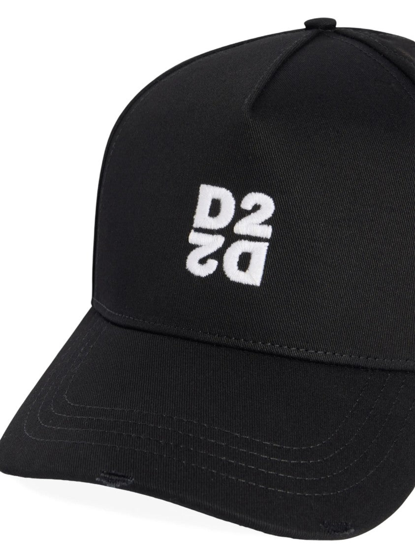 Dsquared2 Structured Black Baseball Cap Embroidered Logo