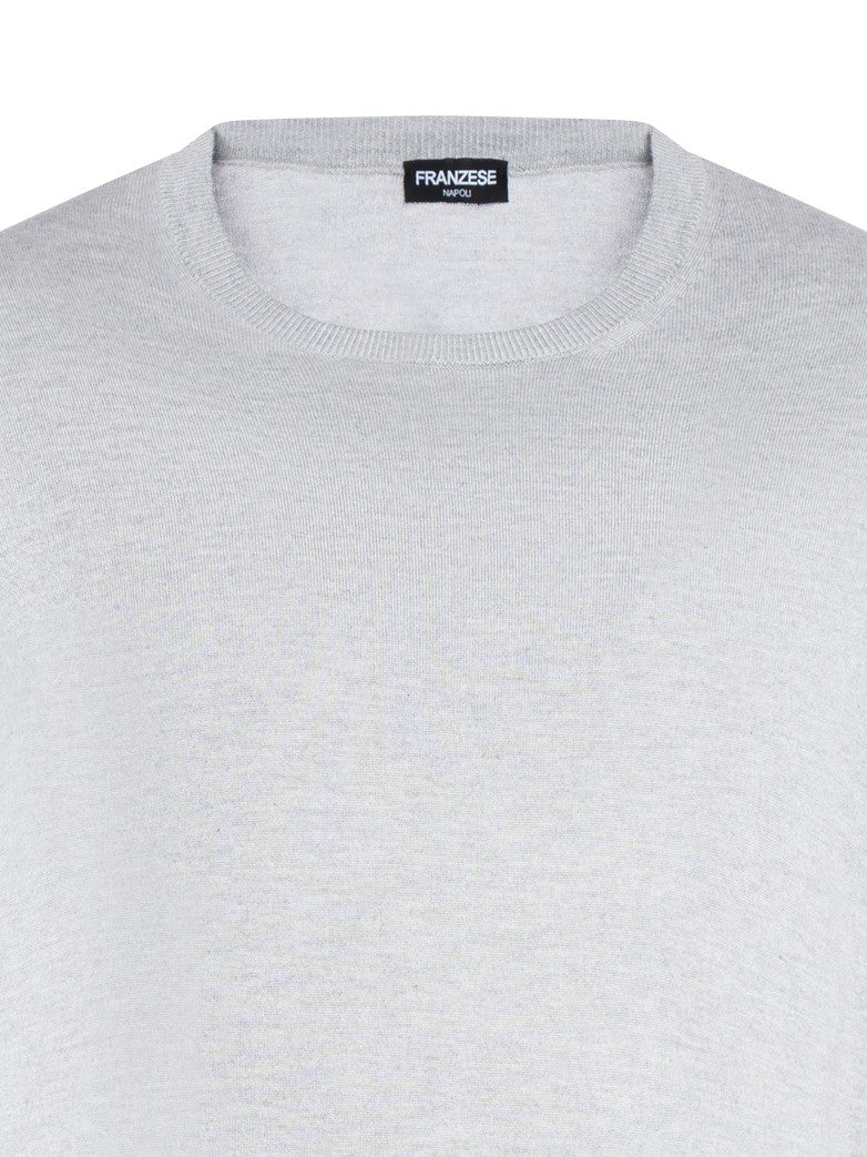 Franzese Collection Crew Neck Sweater In Silver Grey Silk
