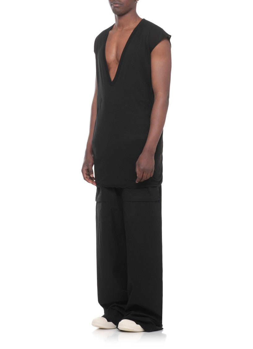 Drkshdw By Rick Owens Black Dylan T V-Neck Cotton Tank Top