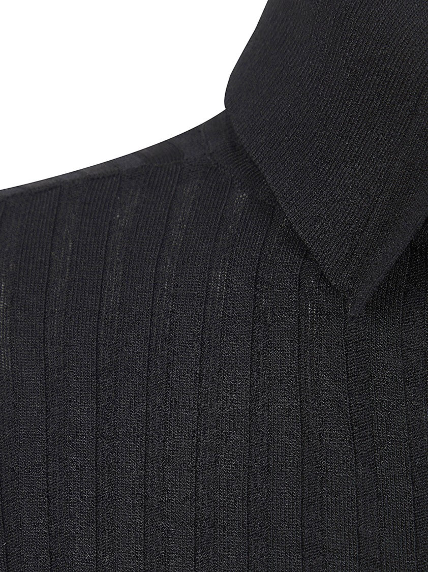 Elisabetta Franchi Fitted Knit Turtleneck Top With Gold Button Detail