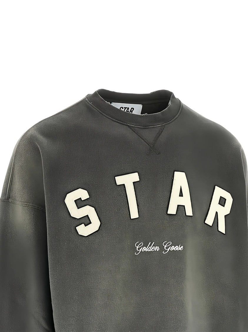 Golden Goose Star Boxi Crewneck Faded Black Cotton Sweatshirt