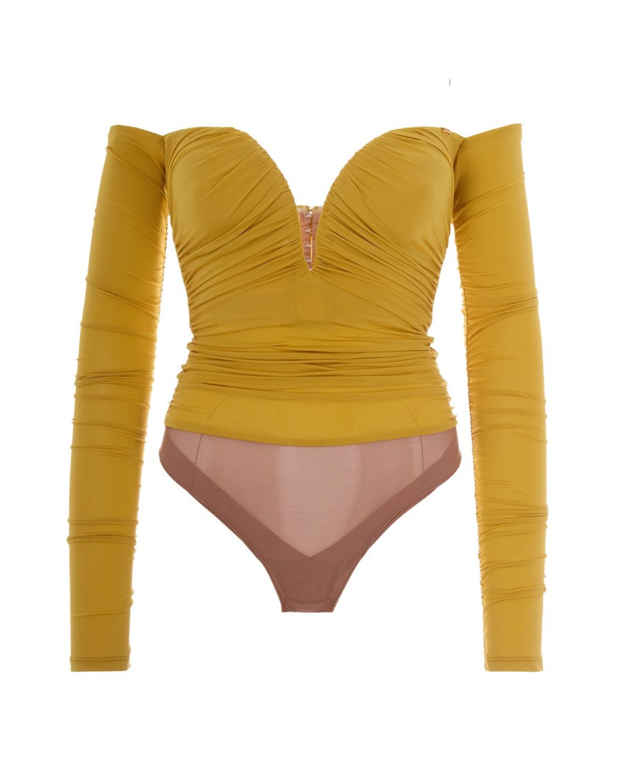 Elisabetta Franchi Sun Lightweight Draped Jersey Bodysuit
