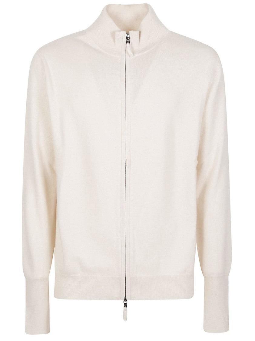 Ballantyne Plain Full Zip High-Collar Cashmere Cardigan