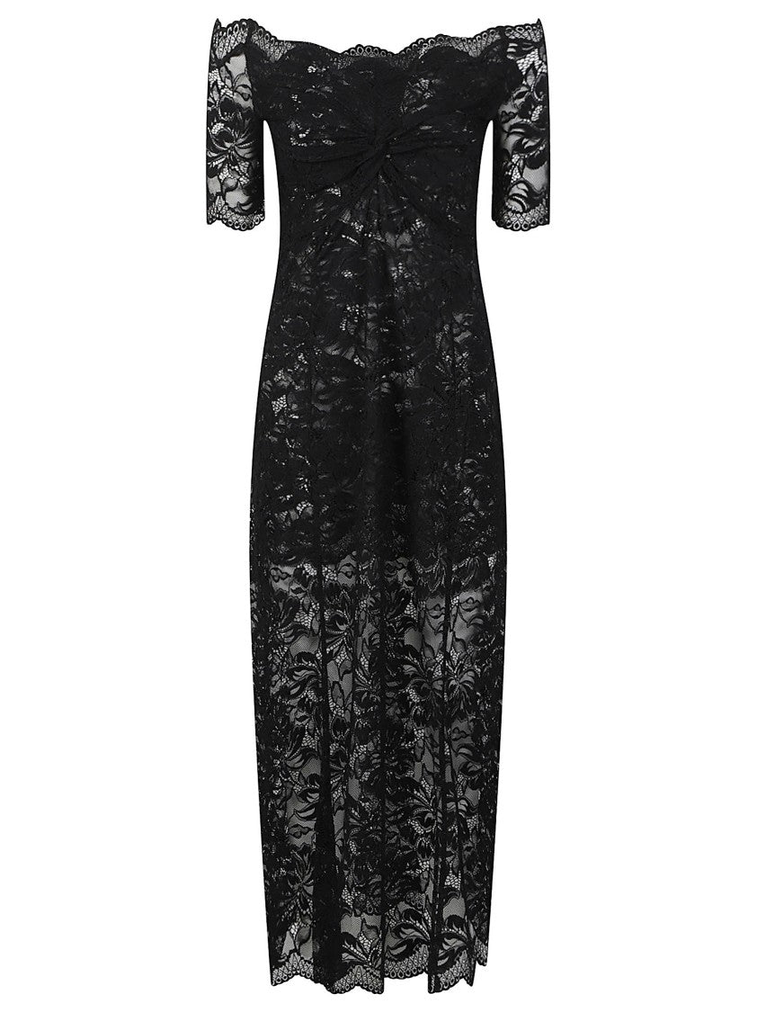 Rabanne Off-The-Shoulder Scalloped Lace Maxi Dress