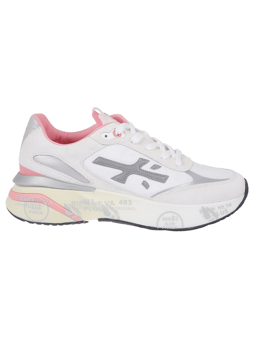 Premiata White Leather And Mesh Sneakers