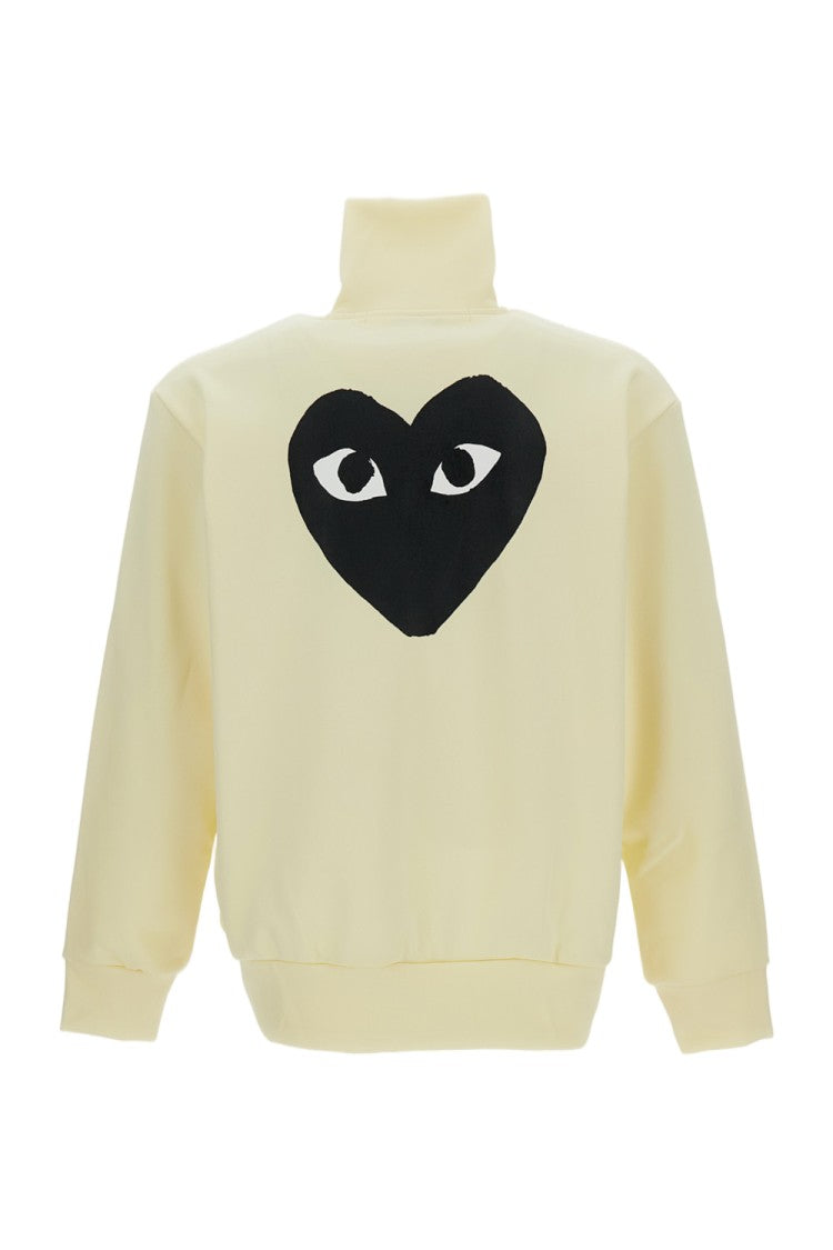 Comme Des Garçons High-Neck Zipped Sweatshirt With Heart Print