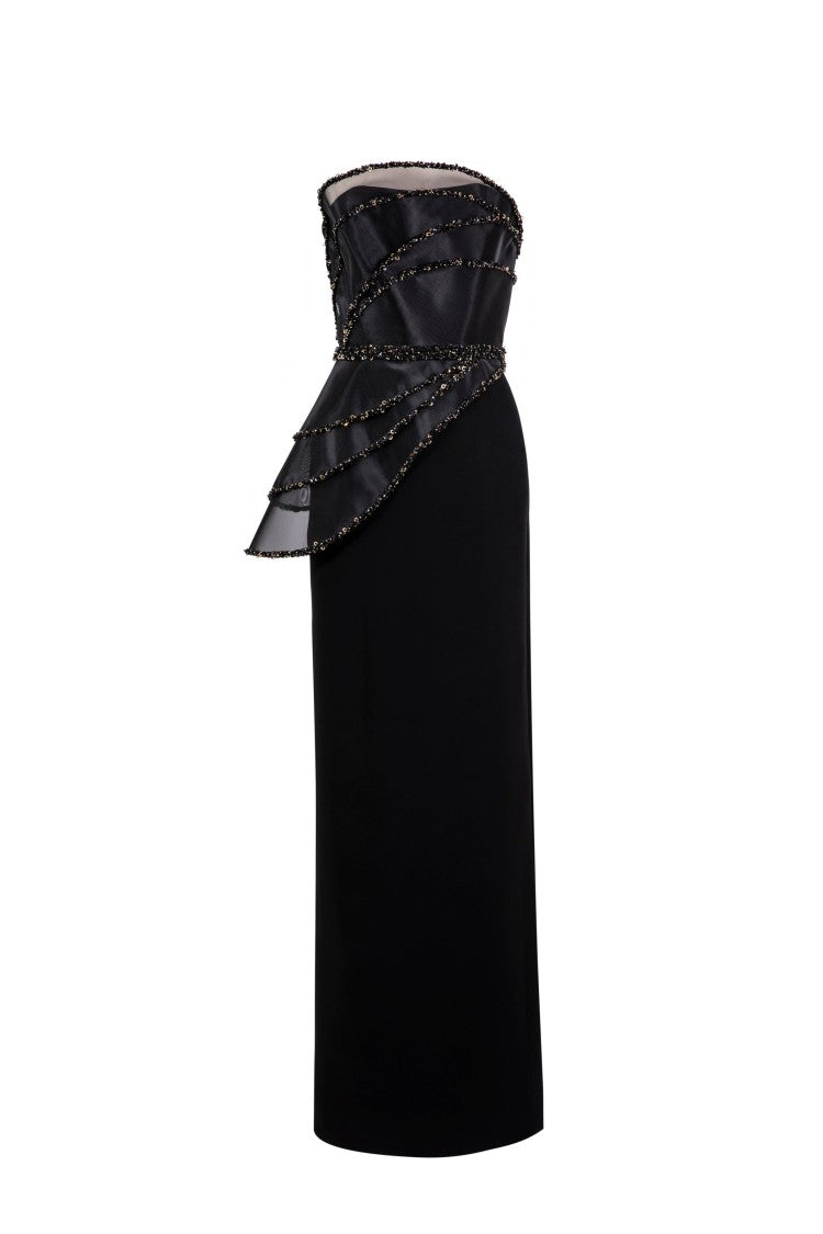 Saiid Kobeisy Canton Crepe, Beaded Dress