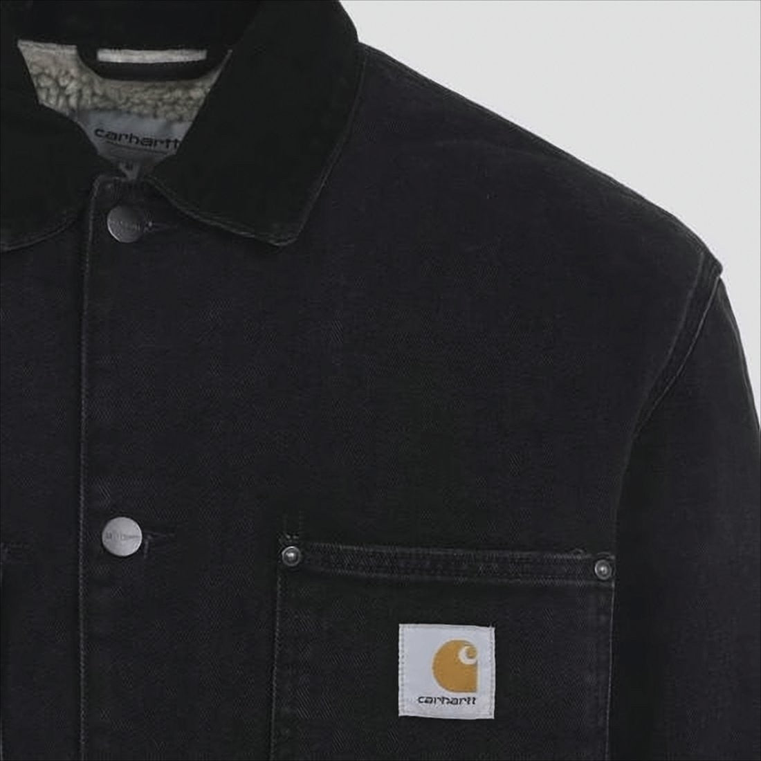 Carhartt Wip Structured Black Chore Coat With Button-Up Front