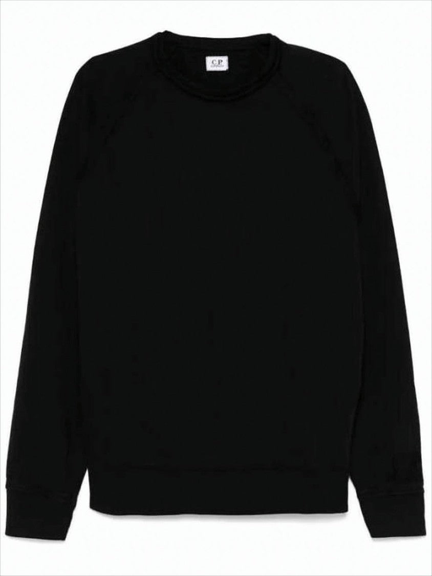 C.P. Company Classic Black Crewneck Sweatshirt With Relaxed Fit And Raglan Sleeves