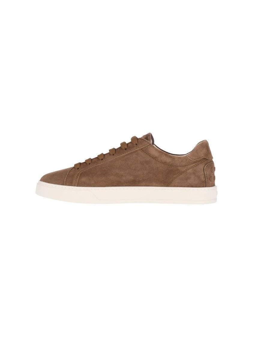 Tod's Brown Suede Sneakers With Rounded Toe