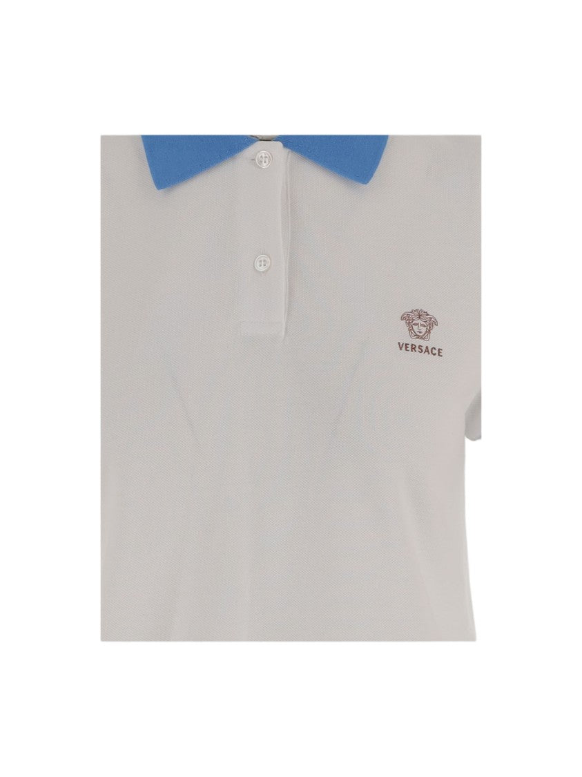 Versace Contrast Collar Cotton Polo Shirt