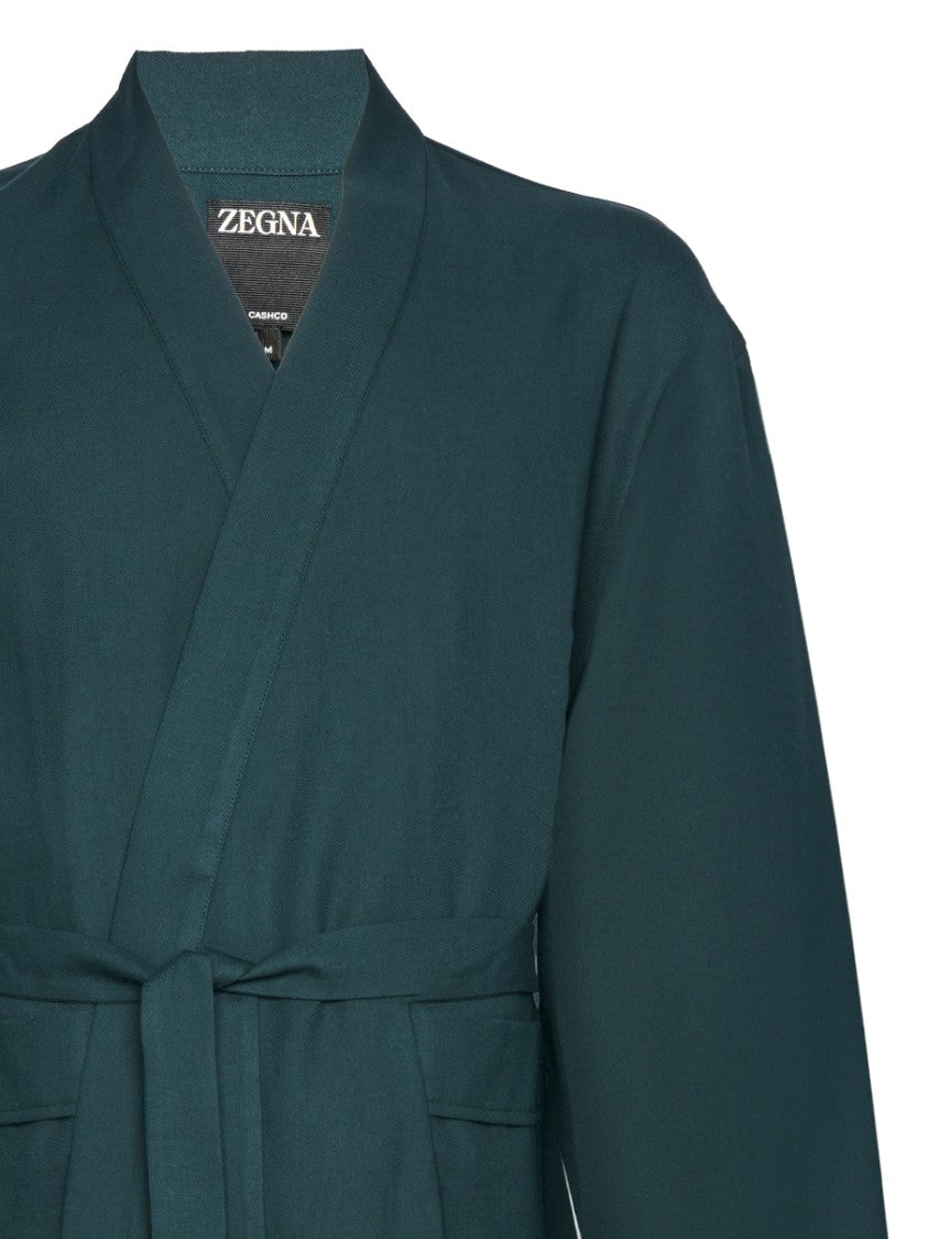 Zegna Open Front V-Neck Linen Jacket