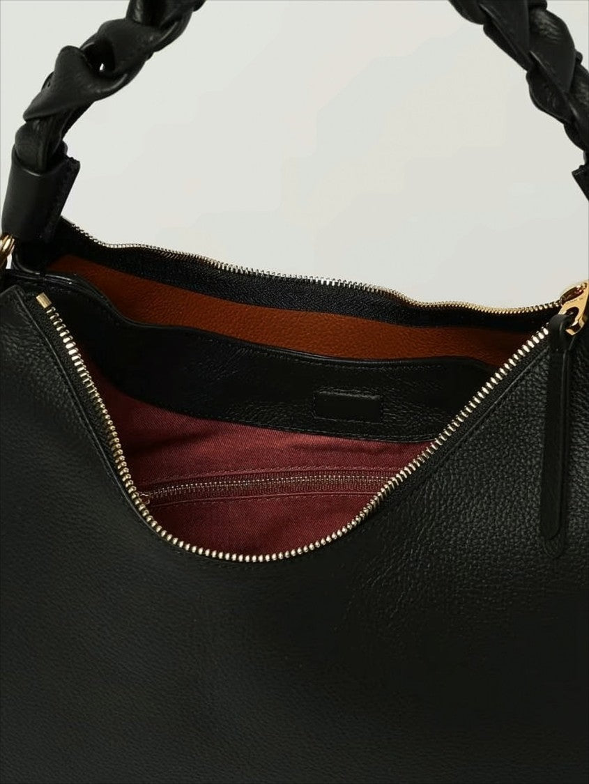 Coccinelle Rectangular Hobo Bag In Grained Calfskin Leather